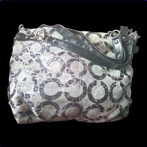 Fashion Satchel Purse~ Black and Grey Shoulder Bag~Leopard Print~EUC
